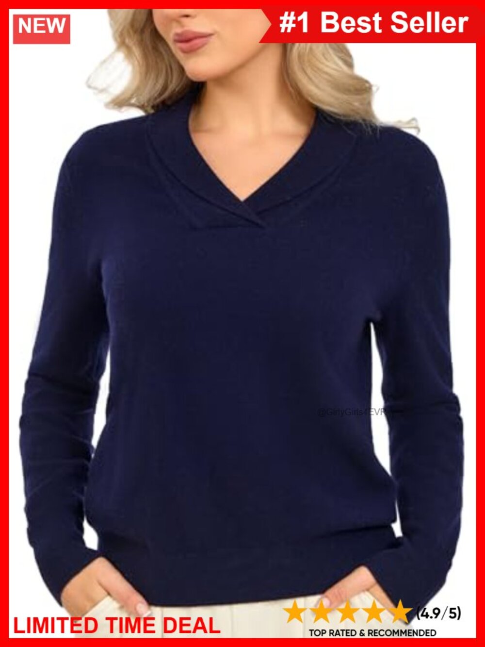 Merino Wool Sweater Shawl Collar V Neck Pullover Slim Fit Knit